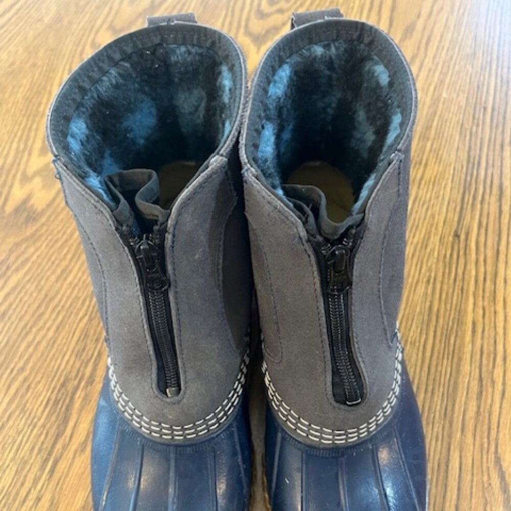 Women's Bean Boots, 7" Fleece-Lined Insulated Front-Zip - Navy size 10